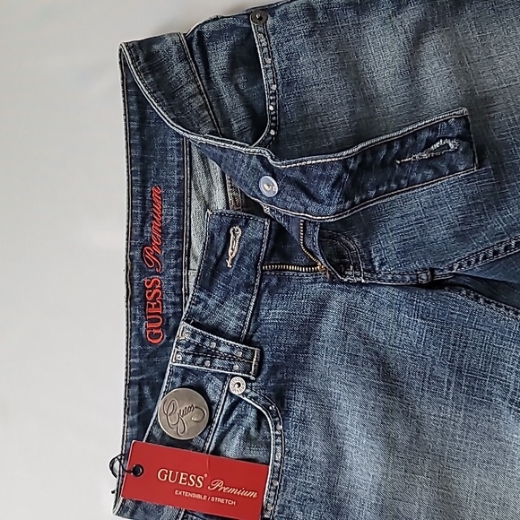 NWT Vintage Guess Premium Rhinestone Embellished Stretch Low Rise Jeans, Sz. 24 - Picture 4 of 16